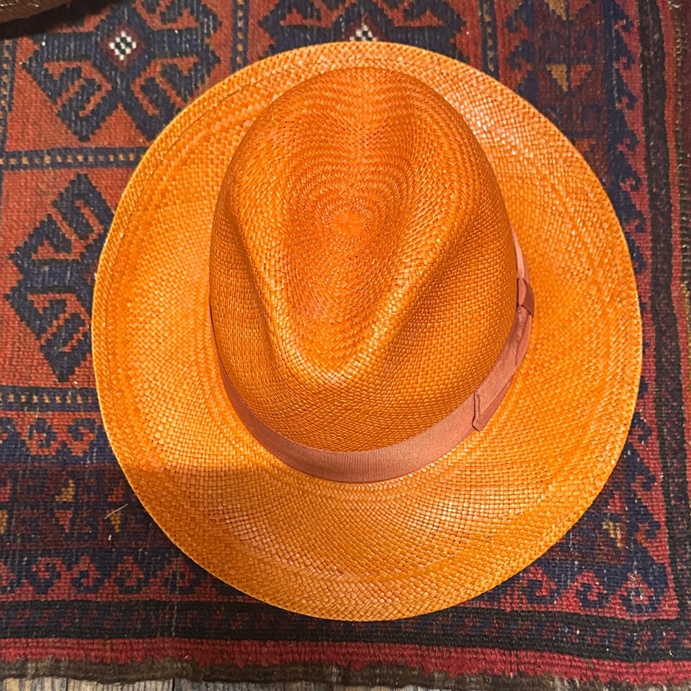 Borsalino Orange Straw Hat